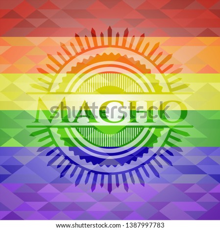 Macho on mosaic background with the colors of the LGBT flag