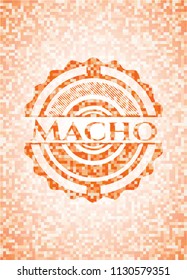 Macho orange mosaic emblem with background