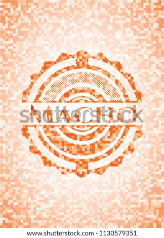 Macho orange mosaic emblem with background