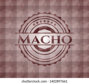 Macho red seamless emblem with geometric background.