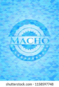 Macho sky blue emblem with mosaic ecological style background