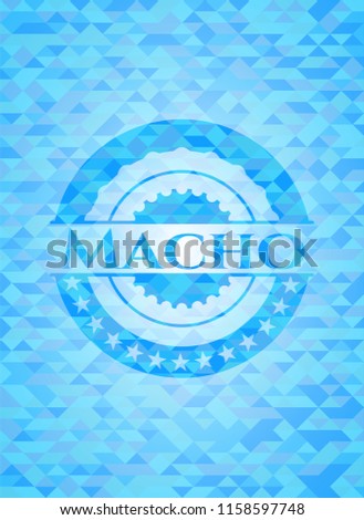 Macho sky blue emblem with mosaic ecological style background