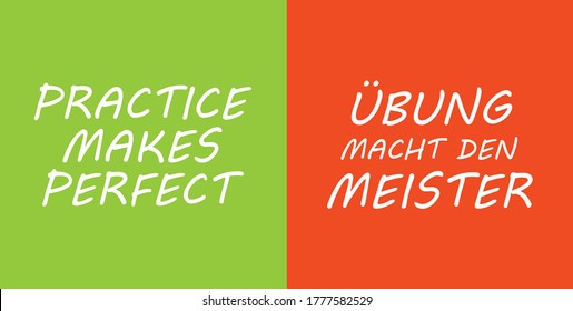 "Übung macht den Meister" German quote - Practice Makes Perfect - Print ready vector file