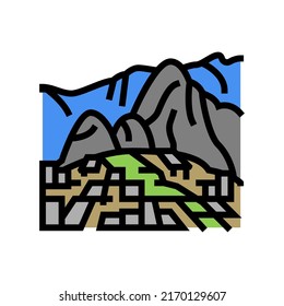 Machu Picchu Farbe Symbol Vektorgrafik. Machu Picchu Schild. einzelne Symbolillustration