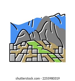 machu picchu color icon vector. machu picchu sign. isolated symbol illustration