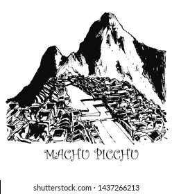 Machu Picchu Landscape,hand Drawn Illustration,sketch