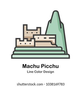 Machu Picchu line color icon