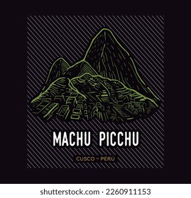 Machu Picchu monument in Peru. vector illustration in lines