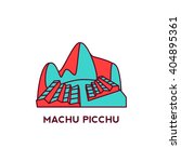 Machu Picchu in Peru. Flat style historic sight showplace attraction web site vector illustration