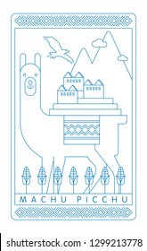 Machu Picchu, Peru vector illustration and typography design