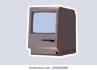 Macintosh flat sticker design vector illustration. Technology objects icon concept. Digital Macintosh sticker design logo.