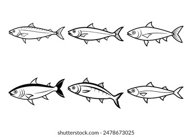 Mackerel black silhouette Vector illustration   