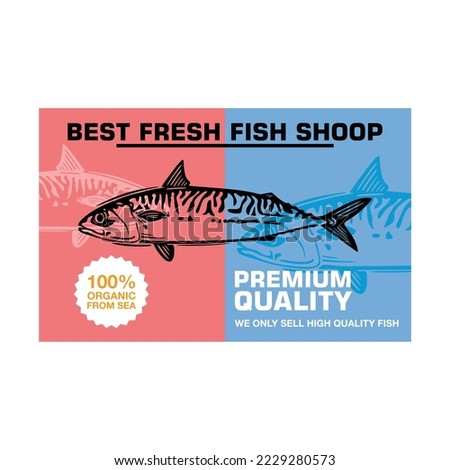 mackerel fish banner shoop, great of drawing fresh sea fish vector illustrations