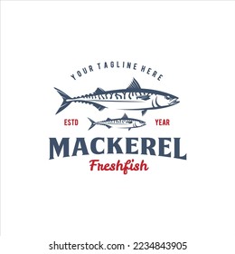 Mackerel Fish Logo Design Stock Vector Image