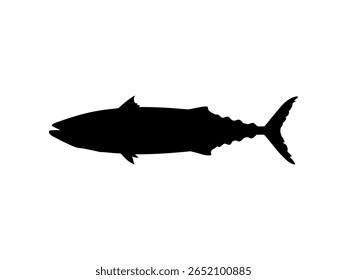 Diseño de ilustración plana de Vector de silueta de pescado de caballa. 