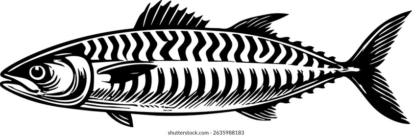 Mackerel fish silhouette. Vector illustration on white background