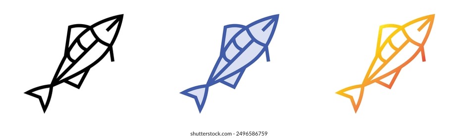 mackerel icon. Linear, Blue Fill and Gradient Style Design Isolated On White Background