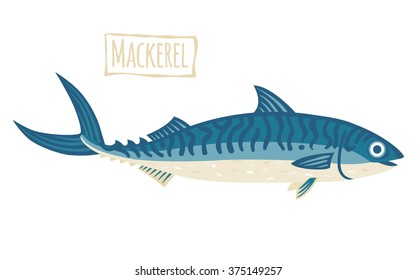 Mackerel, vector cartoon illustration