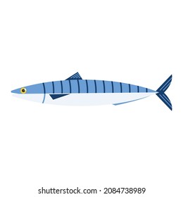 Mackerel vector illustration. Flat design geometric mackerel pelagic fish. Sea life, marine, aquatic life, ocean animals concept.