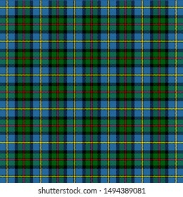 MacLeod tartan plaid. Scottish pattern in green, black, yellow and red cage. Scottish cage. Traditional Scottish checkered background. Seamless fabric texture. Vector illustration