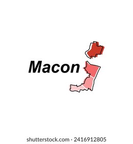 Macon City of France map vector illustration, vector template with outline graphic sketch style isolated on white background