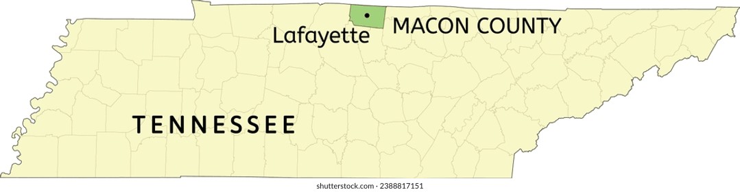 Macon County and city of Lafayette location on Tennessee state map