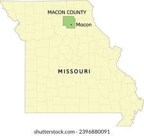 Macon County and city of Macon location on Missouri state map