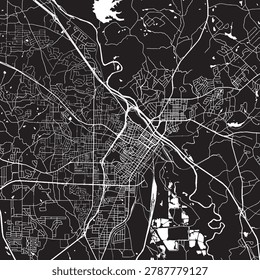 Macon Georgia Vector Map, Detailed City Street Map Black and White Minimalist Line Art