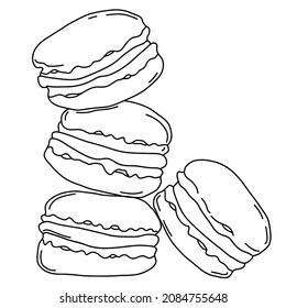 Galletas de Macoroon. Ilustración vectorial. Esquema lineal