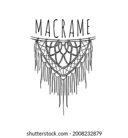 Macrame Bohemian Knot Braid Wall Hanging Drawing Vector Logo Illustration Template Icon Design