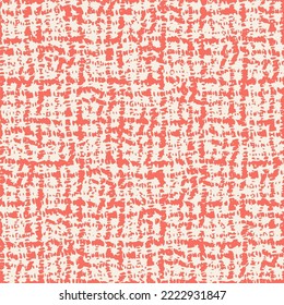 Macrame Check Tie Dye Seamless Pattern. Scottish Watercolor. Japan Design. Rose Red and Beige Geometric Monochrome Tartan Textile Imitation. Shibory Minimalism Background.  Geometric Art Print.