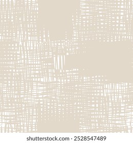 Macrame Verificar Tie Dye Padrão Sem Costura. Imitação têxtil monocromática geométrica de tartan.  Impressão geométrica. Aquarela Escocesa. Design do Japão. China Bege e Branco Shibory Minimalismo Fundo.