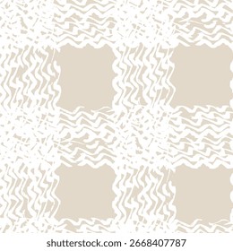 Makrame überprüfen Krawatte Farbstoff nahtloses Muster.  Geometrischer Kunstdruck. Geometrische monochrome Tartan Textil Imitation. Scottish Watercolor Japan Design. China Beige und Weiß Shibory Minimalismus Hintergrund.