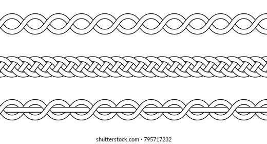 macrame crochet weaving, braid knot, vector knitted braided pattern of intersecting strands wicker
