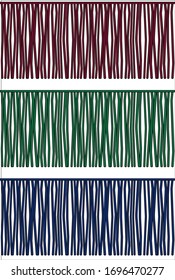 Macrame. Horizontal tassels from yarn or thread braid on cords Seamless pattern. Handmade vector illustration.