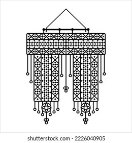 Macrame Icon, Knotted Decorative Form Of Textile Vector Art Illustration