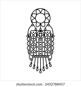 Macrame Icon, Knotted Decorative Form Of Textile Vector Art Illustration
