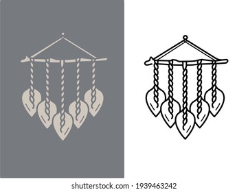 macrame leaf vector icon in flat and outline