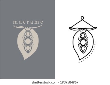 macrame leaf vector icon in flat and outline