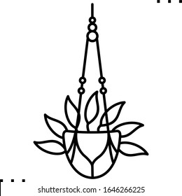 Macrame plant line art icon 