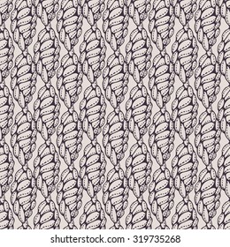 Macrame seamless pattern made of ropes. Vector endless textile background isolated on white. Coloring book pages for adults.
