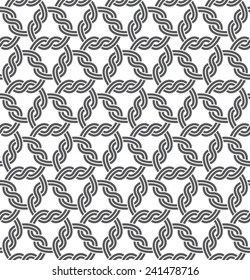 Macrame Seamless Pattern, White Seamless Chain Link Fence Ornament On Black