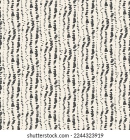 Macrame Tie Dye Seamless Pattern. Ink Geometric Art Print. Contemporary Watercolor Japan Design. Geometric Monochrome Striped Textile Imitation. Shibory Minimalism Background. White and Black