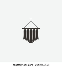 Macrame wall hanging hipster bohemian logo icon sign vector illustration isolated object on white background