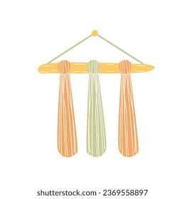 Macrame wall hanging. Vector illustration of boho wall decoration, home rustic decor for the interior. Modern decor element in modern colors