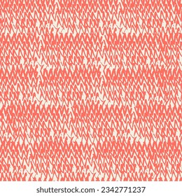 Macrame Zigzag Tie Dye Seamless Pattern. Geometric Monochrome Chevron Imitation. Herringbone Ink Japan Design Rose Red and Beige Shibory Triangle Minimalistic Background.  Geometric Wave Art Print.