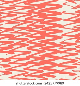 Macrame Zigzag Tie Dye Seamless Pattern. Geometric Monochrome Chevron Imitation. Herringbone Ink Japan Design Shibory Triangle Minimalistic Background.  Geometric Wave Art Print. Rose Red and Beige