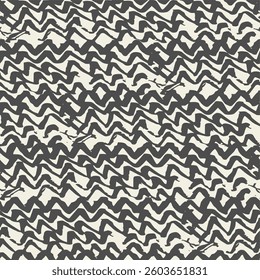 Macrame Zigzag Tie Dye Seamless Pattern. White and Black Herringbone Ink Japan Design  Geometric Wave Art Print. Shibory Triangle Minimalistic Background. Geometric Monochrome Chevron Imitation.