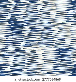Macrame Zigzag Tie Dye Seamless Pattern. Shibory Triangle Minimalistic Background. Indigo Blue and Beige Geometric Monochrome Chevron Imitation. Herringbone Ink Japan Design  Geometric Wave Art Print.