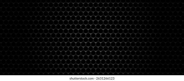 Macro black background texture, Silver or stainless steel hexagon texture seamless pattern for background. Abstract, Art and Close up object concept